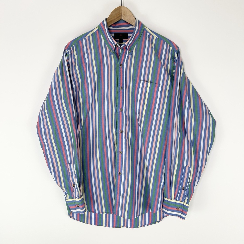 Vintage Abercrombie Striped Button Down Shirt Men's Large 80's Multi‎ Classic